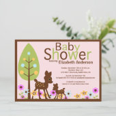 Baby Deer Girl Baby shower Uitnodiging (Staand voorkant)