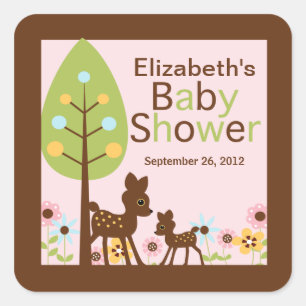 Baby Deer Girl Baby shower Uitnodiging Vierkante Sticker