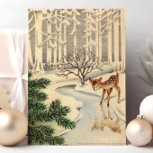 Baby Deer in boskerst Feestdagen Kaart