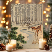  Baby Deer in boskerst Feestdagen Kaart