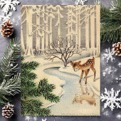  Baby Deer in boskerst Feestdagen Kaart