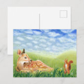 Baby Deer in de Grass Illustratie Feestdagenkaart (Voorkant / Achterkant)