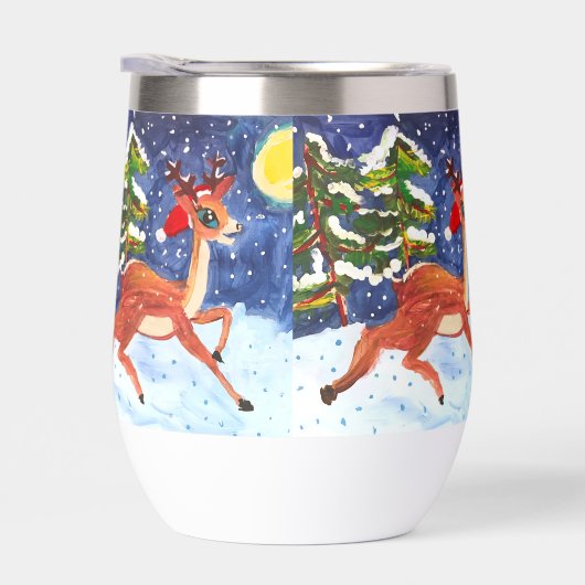 Baby Deer in Santa Hat "Kunst door kinderen" (Rechts)