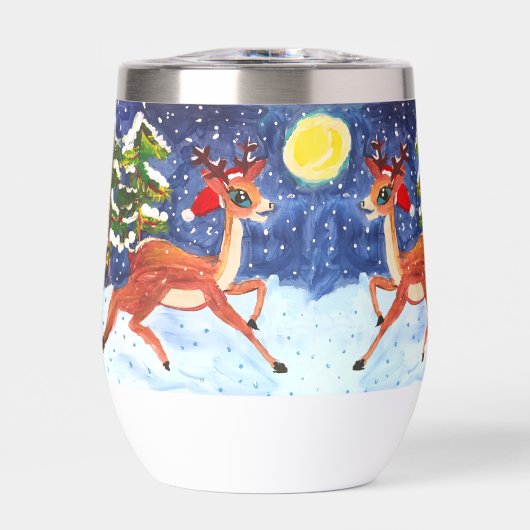 Baby Deer in Santa Hat "Kunst door kinderen" (Voorkant)