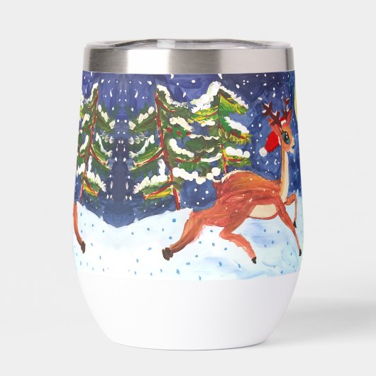 Baby Deer in Santa Hat "Kunst door kinderen" (Achterkant)