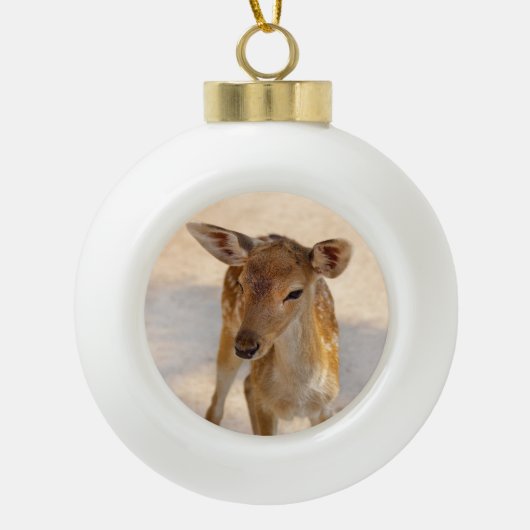 Baby Deer Keramische Bal Ornament (Voorkant)