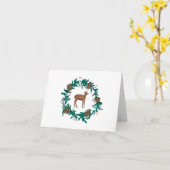 Baby Deer Kerstkrans schilderij Kaart (Gele Bloem)