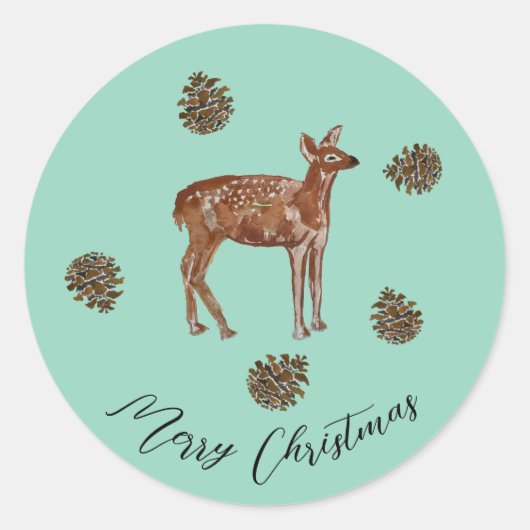 Baby Deer Kerstkrans Sticker (Voorkant)