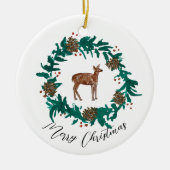 Baby Deer Kerstkrans Sticker Keramisch Ornament (Voorkant)