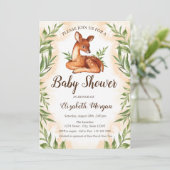 Baby Deer Leaves Baby shower Kaart (Staand voorkant)