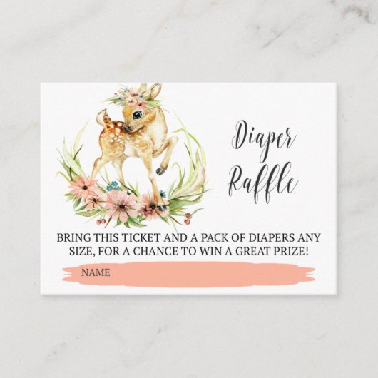 Baby Deer met Greenery Diaper Raffle Ticket Informatiekaartje (Voorkant)