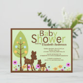 Baby Deer Neutraal Baby shower Uitnodiging (Staand voorkant)