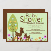 Baby Deer Neutraal Baby shower Uitnodiging (Voorkant / Achterkant)