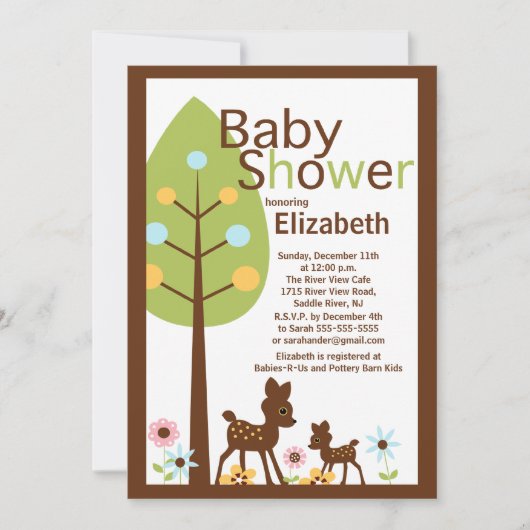 Baby Deer Neutraal Baby shower Uitnodiging (Voorkant)