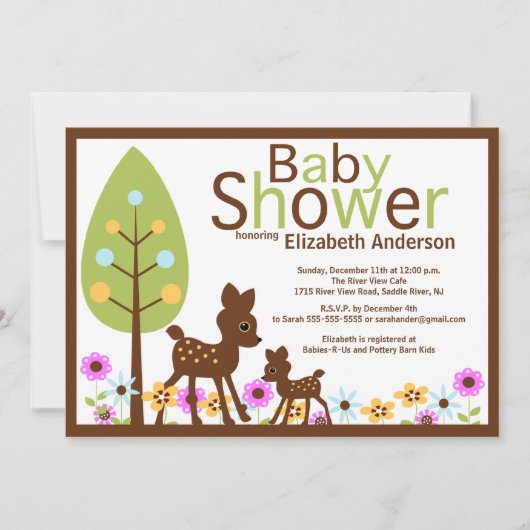 Baby Deer Neutraal Baby shower Uitnodiging (Voorkant)