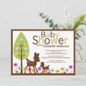 Baby Deer Neutraal Baby shower Uitnodiging (Staand voorkant)