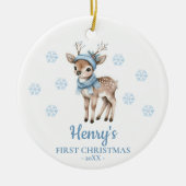 Baby Deer Personalized Baby's First Christmas Keramisch Ornament (Voorkant)