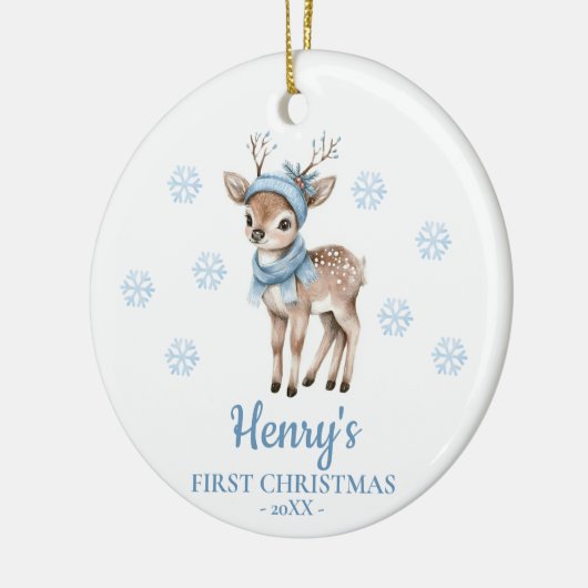 Baby Deer Personalized Baby's First Christmas Keramisch Ornament (Links)
