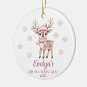 Baby Deer Personalized Girl's First Christmas Keramisch Ornament (Links)