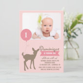 Baby Deer | Roze foto's Kinderen van Birthday Kaart (Staand voorkant)