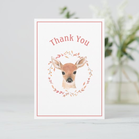 Baby Deer Simple Rustic Hartelijk dank Bedankkaart (Staand voorkant)