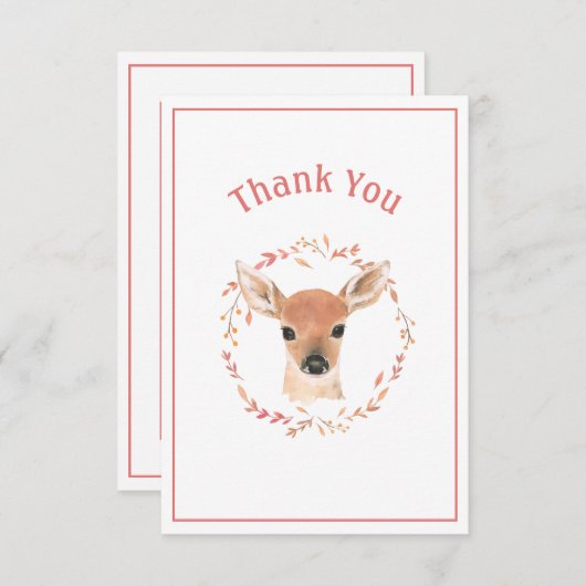 Baby Deer Simple Rustic Hartelijk dank Bedankkaart (Voorkant / Achterkant)