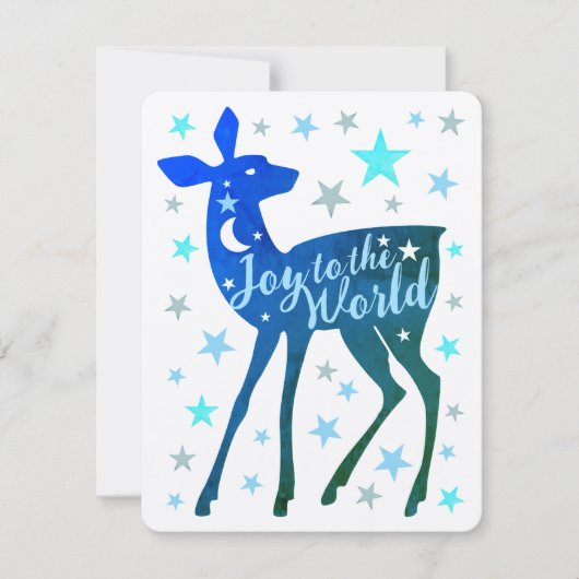 Baby Deer & Stars Joy aan de Wereldflat Feestdagenkaart (Voorkant)