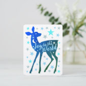 Baby Deer & Stars Joy aan de Wereldflat Feestdagenkaart (Staand voorkant)