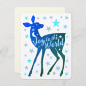 Baby Deer & Stars Joy aan de Wereldflat Feestdagenkaart (Voorkant / Achterkant)