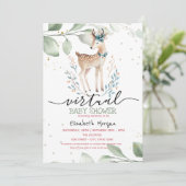 Baby Deer Stars laat virtueel Baby shower over Kaart (Staand voorkant)
