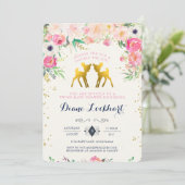 Baby Deer Twin Baby shower Invitation Kaart (Staand voorkant)