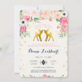 Baby Deer Twin Baby shower Invitation Kaart (Voorkant)