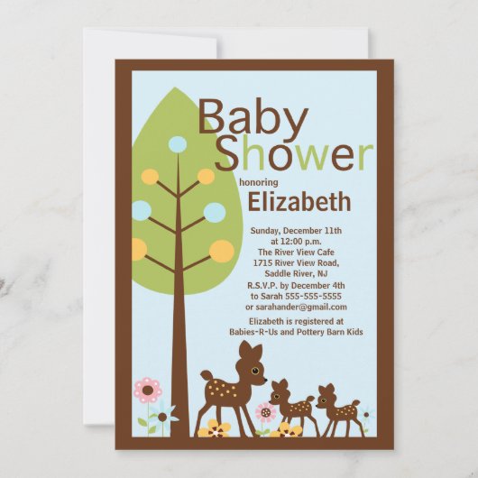 Baby Deer Twins Multiple Baby shower Invitation Kaart (Voorkant)