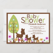 Baby Deer TWINS Multiple Baby shower Invitation Kaart (Voorkant)