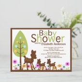 Baby Deer TWINS Multiple Baby shower Invitation Kaart (Staand voorkant)