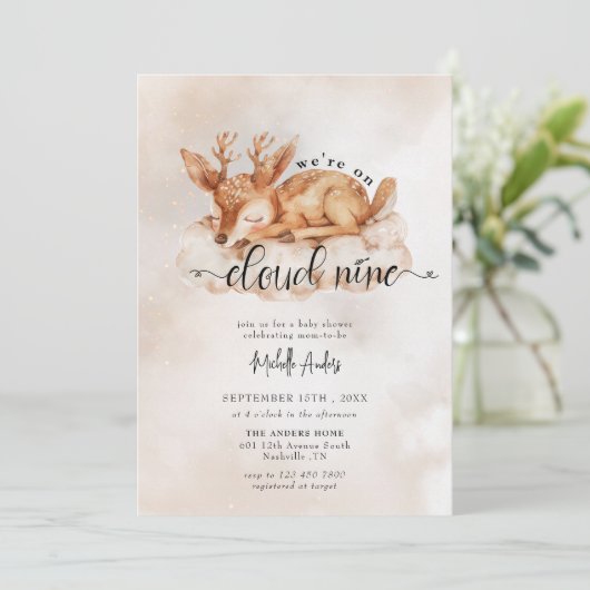 Baby Deer | Waterverf meisje Baby shower Kaart (Staand voorkant)
