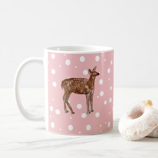Baby Deer Wilderness Kerstschilderij Koffiemok (Met donut)