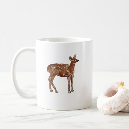 Baby Deer Wilderness Kerstschilderij Koffiemok (Met donut)