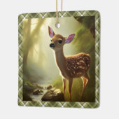 Baby Deer Wildlife Portret op persoonlijke titel Keramisch Ornament (Links)