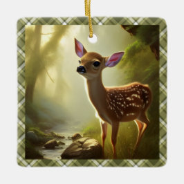 Baby Deer Wildlife Portret op persoonlijke titel Keramisch Ornament