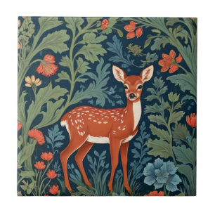 Baby Deer William Morris stijl Rechts geconfrontee Tegeltje