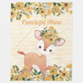 Baby Deer with Sunflower Fleece Blanket met naam Deken (Voorkant)