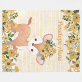 Baby Deer with Sunflower Fleece Blanket met naam Deken (Voorkant (Horizontaal))