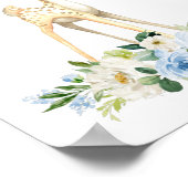 Baby Deer, Woodland Animals, Boho, Blue Flowers Poster (Hoek)