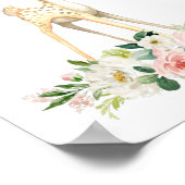 Baby Deer, Woodland Animals, Boho, Roze Flowers Poster (Hoek)