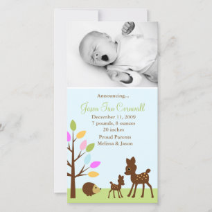 Baby Deer Woodland Foto geboorteaankondigingen Aankondiging