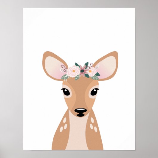 Baby Deer Woodland Nursery Wall Art Print (Voorkant)