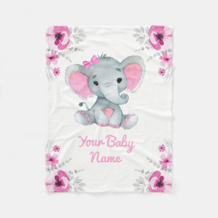 Baby Deken Meisje Olifant Naam Custom Gift Idee