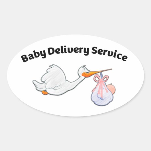 Baby Delivery Service ! Funny Midwife Baby Stork Ovale Sticker (Voorkant)
