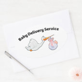 Baby Delivery Service ! Funny Midwife Baby Stork Ovale Sticker (Envelop)